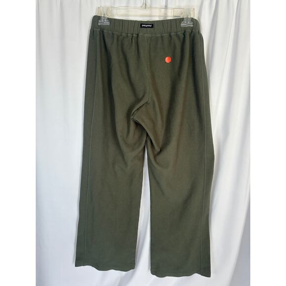 Vintage Patagonia Synchilla Fleece Pants Womens Medium Green Wide Leg Mad in USA - Picture 2 of 8